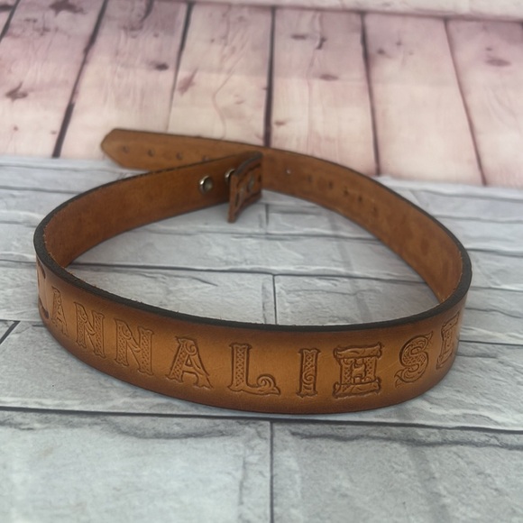 Tooled brown leather belt ENGRAVED NAME ANNALIESE - Picture 4 of 6